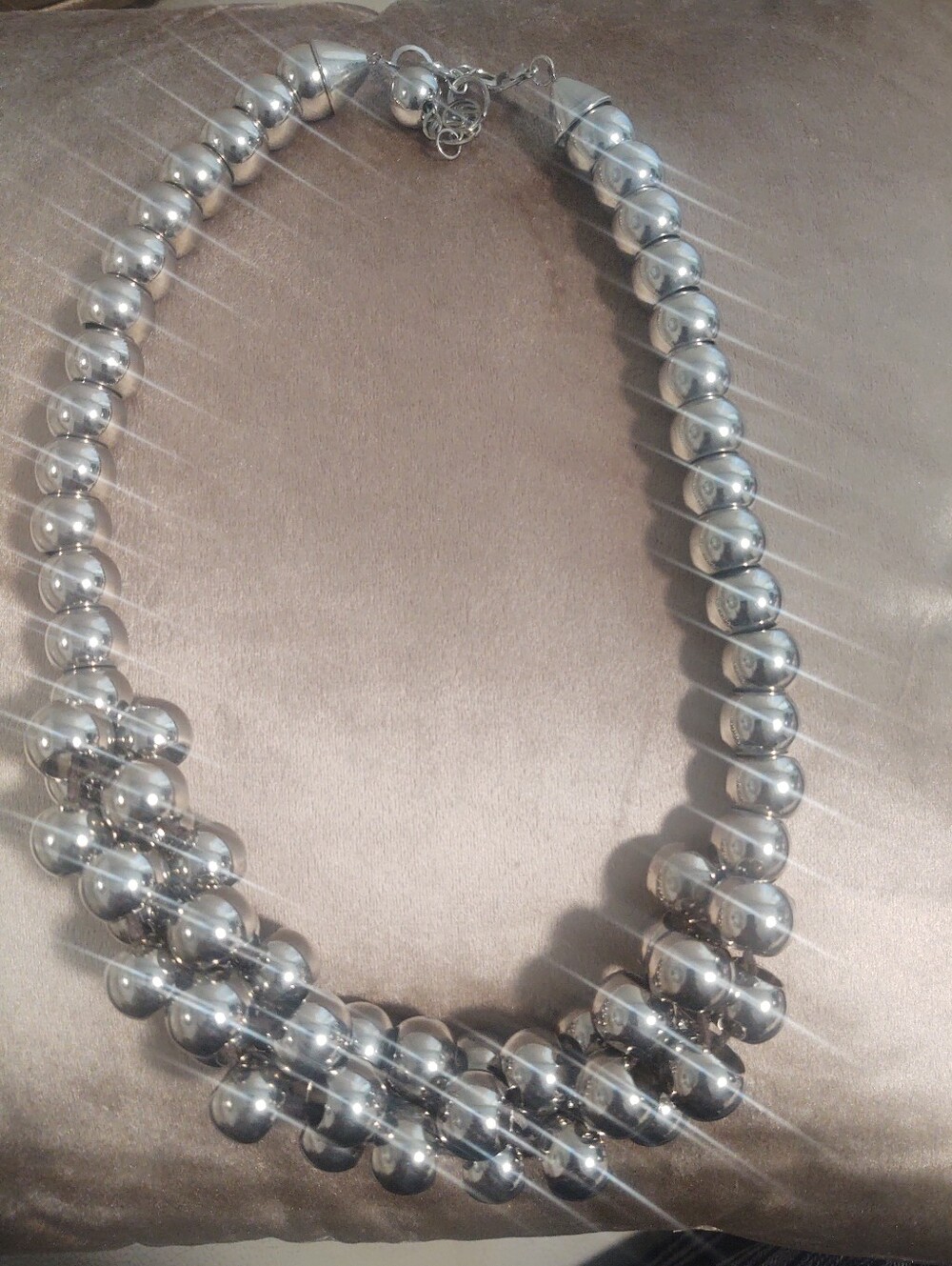 Silver Chunky Beads Necklace